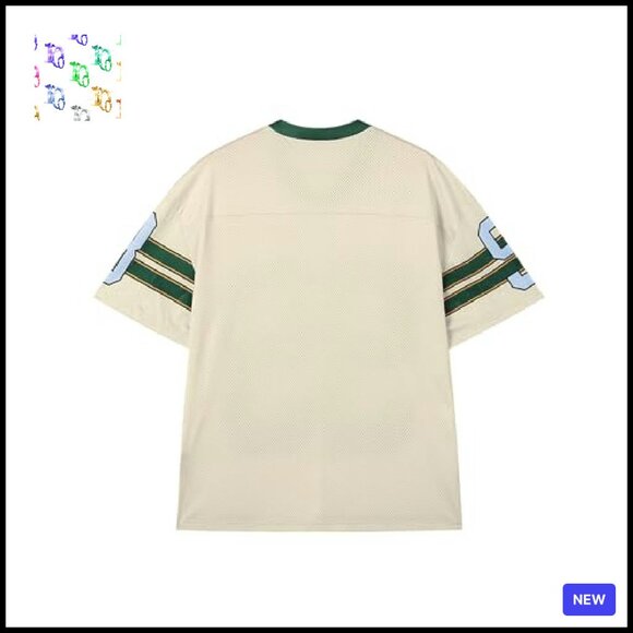 Oversized V-Neck Jersey Tee Y2K Streetwear Graphic Top Summer Fall - Picture 5 of 8